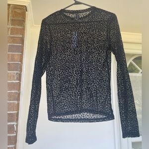 PINK Victoria's Secret Black Leopard Print Long Sleeve Top